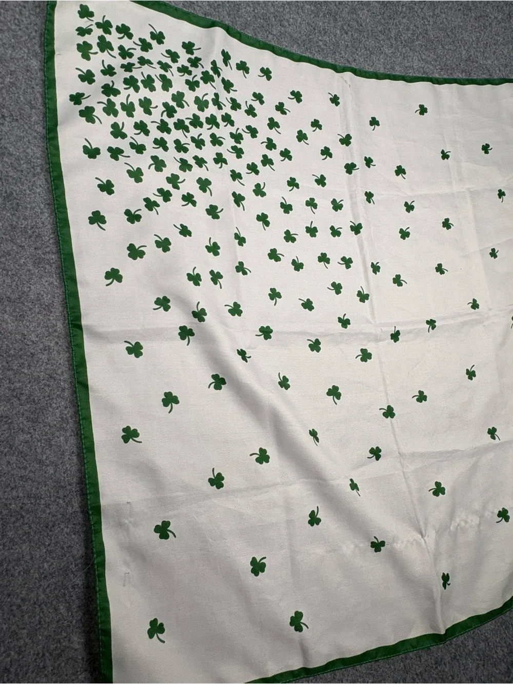 Ireland Shamrock Clover Green White Square Scarf 27”